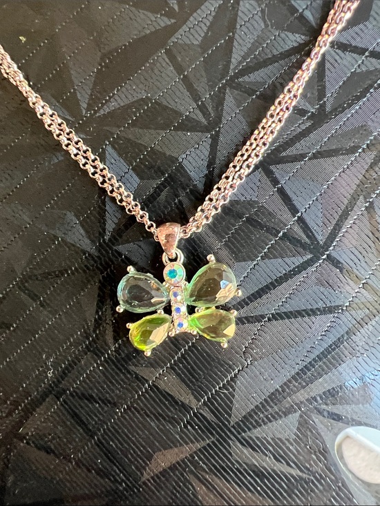 Avon Jewelry - Avon Butterfly Green Crystal  Pendant Necklace. Dbl strand. NIB. Pretty!!!